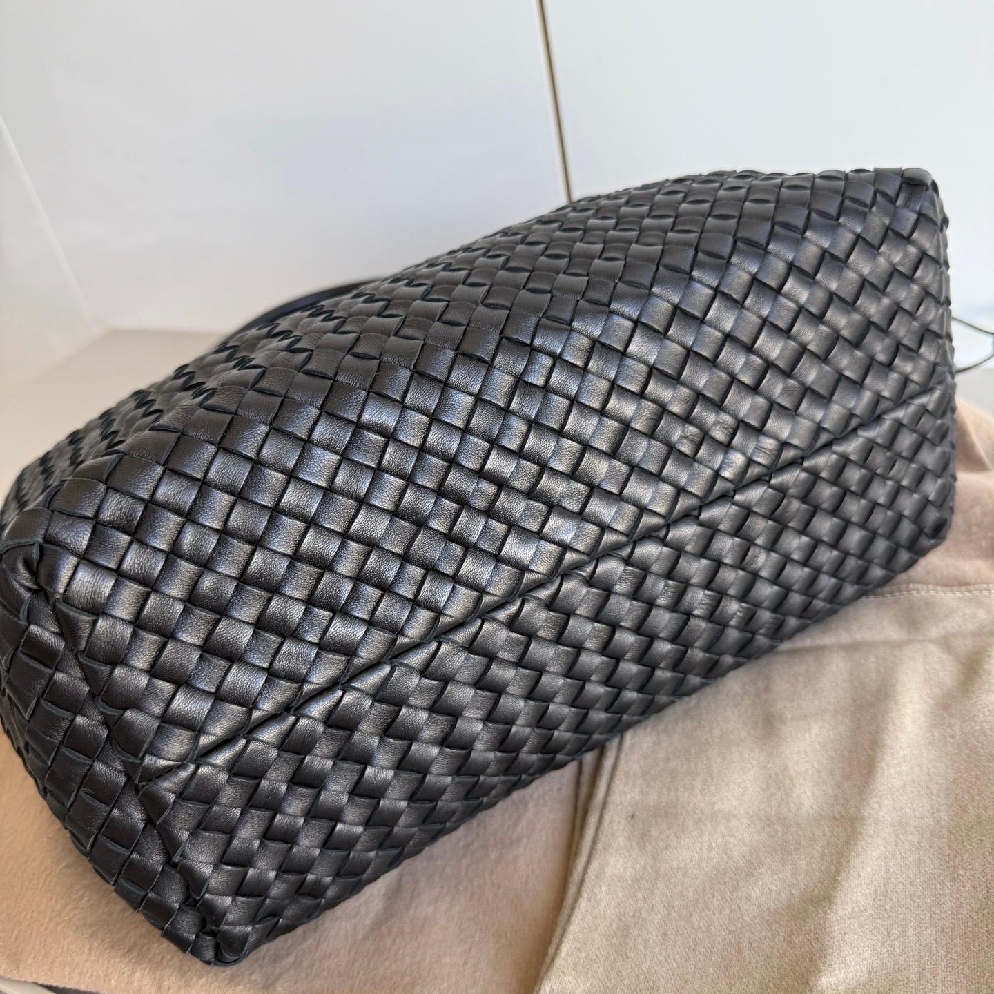 Bottega Veneta Cabat Small Intreccio Leather Tote Bag Black For Sale 7