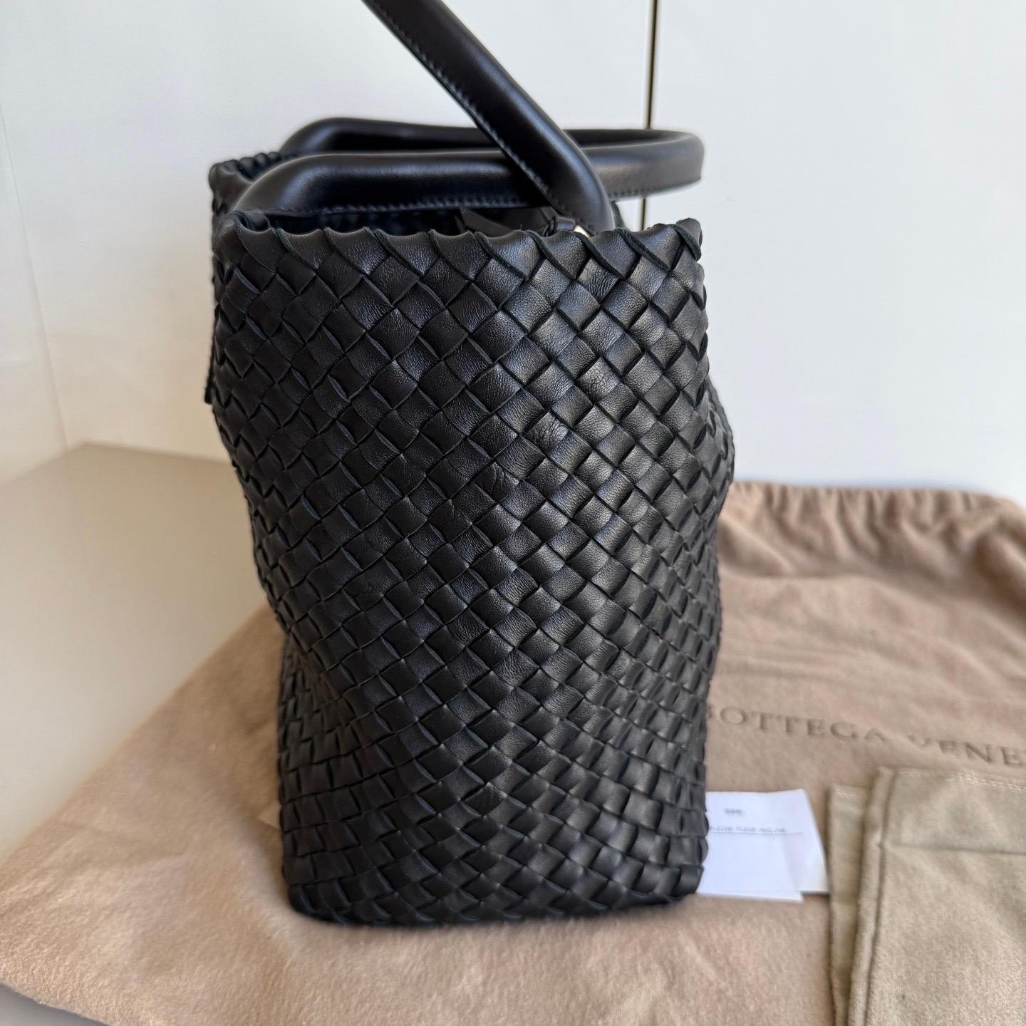 Bottega Veneta Cabat Small Intreccio Leather Tote Bag Black For Sale 8
