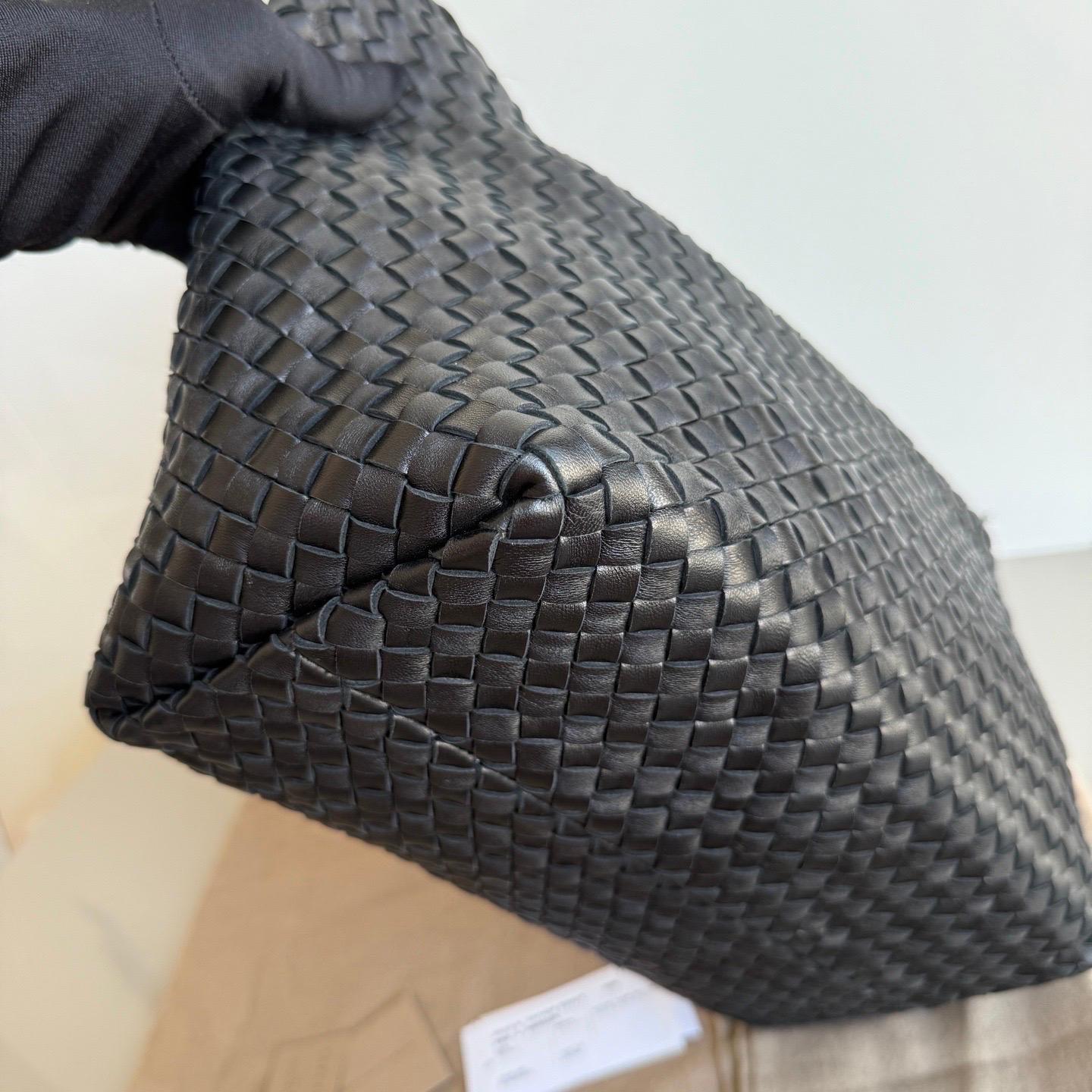 Bottega Veneta Cabat Small Intreccio Leather Tote Bag Black For Sale 9
