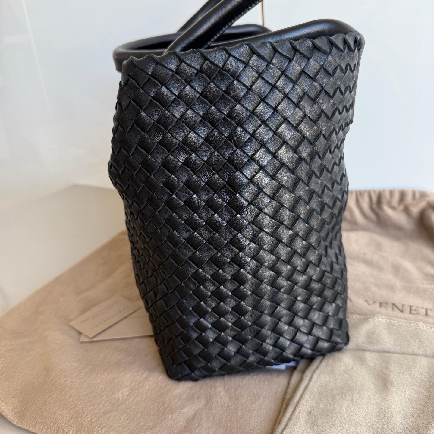 Bottega Veneta Cabat Small Intreccio Leather Tote Bag Black For Sale 10