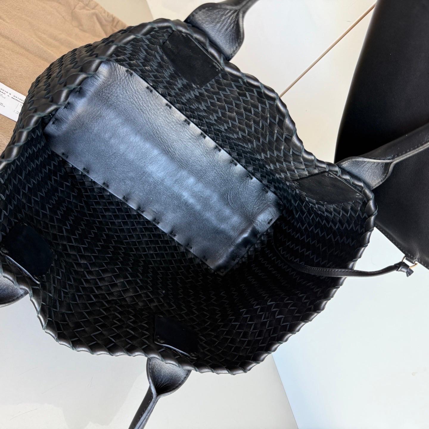 Bottega Veneta Cabat Small Intreccio Leather Tote Bag Black For Sale 16