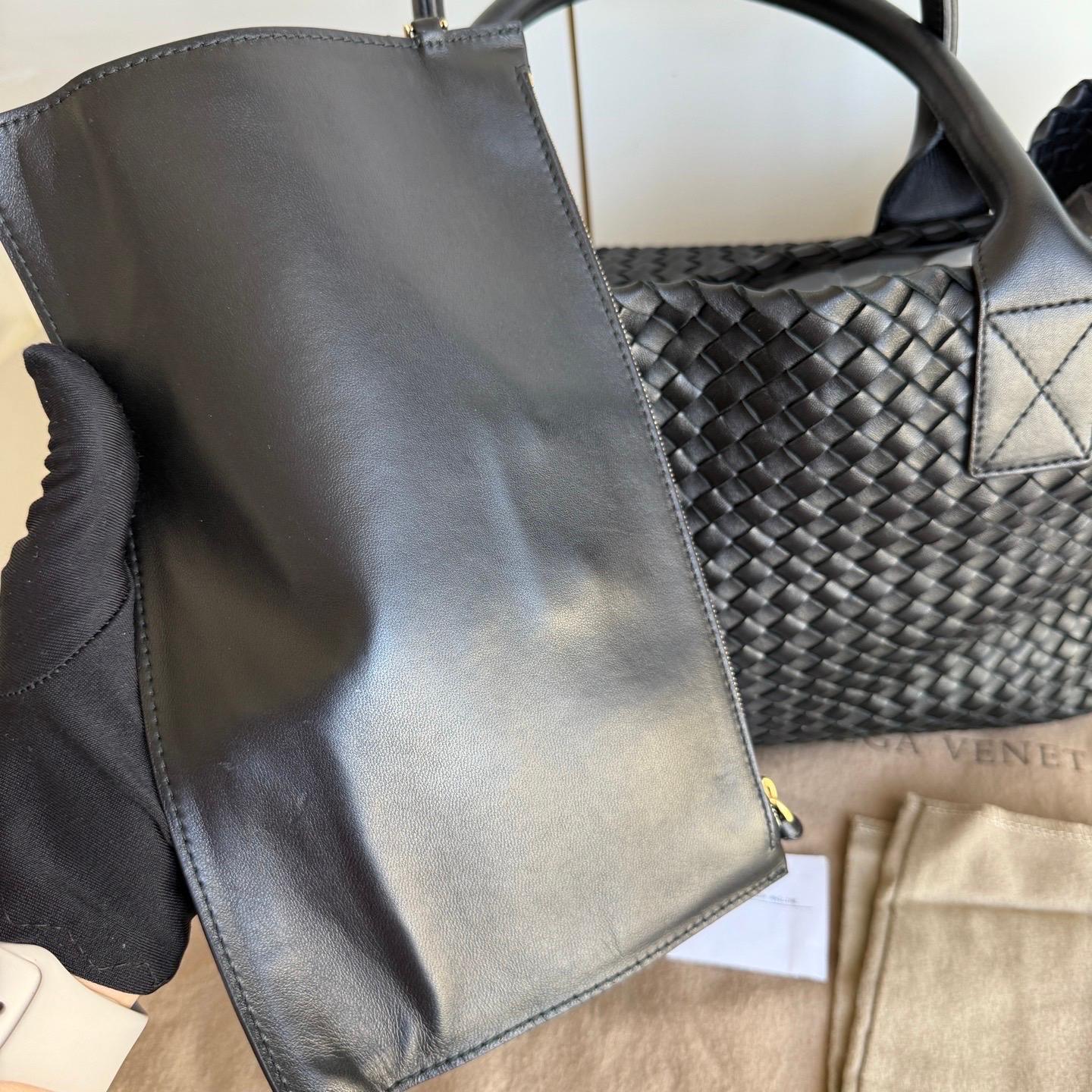 Bottega Veneta Cabat Small Intreccio Leather Tote Bag Black For Sale 2
