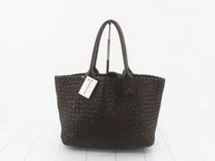 Bottega Veneta Cabat Small Intreccio Leather Tote Bag Brown