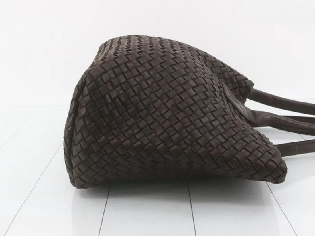 Black Bottega Veneta Cabat Small Intreccio Leather Tote Bag Brown For Sale