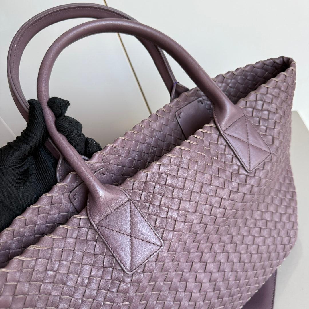 Bottega Veneta Cabat Small Intreccio Leather Tote Bag Dark Lavender Purple For Sale 7