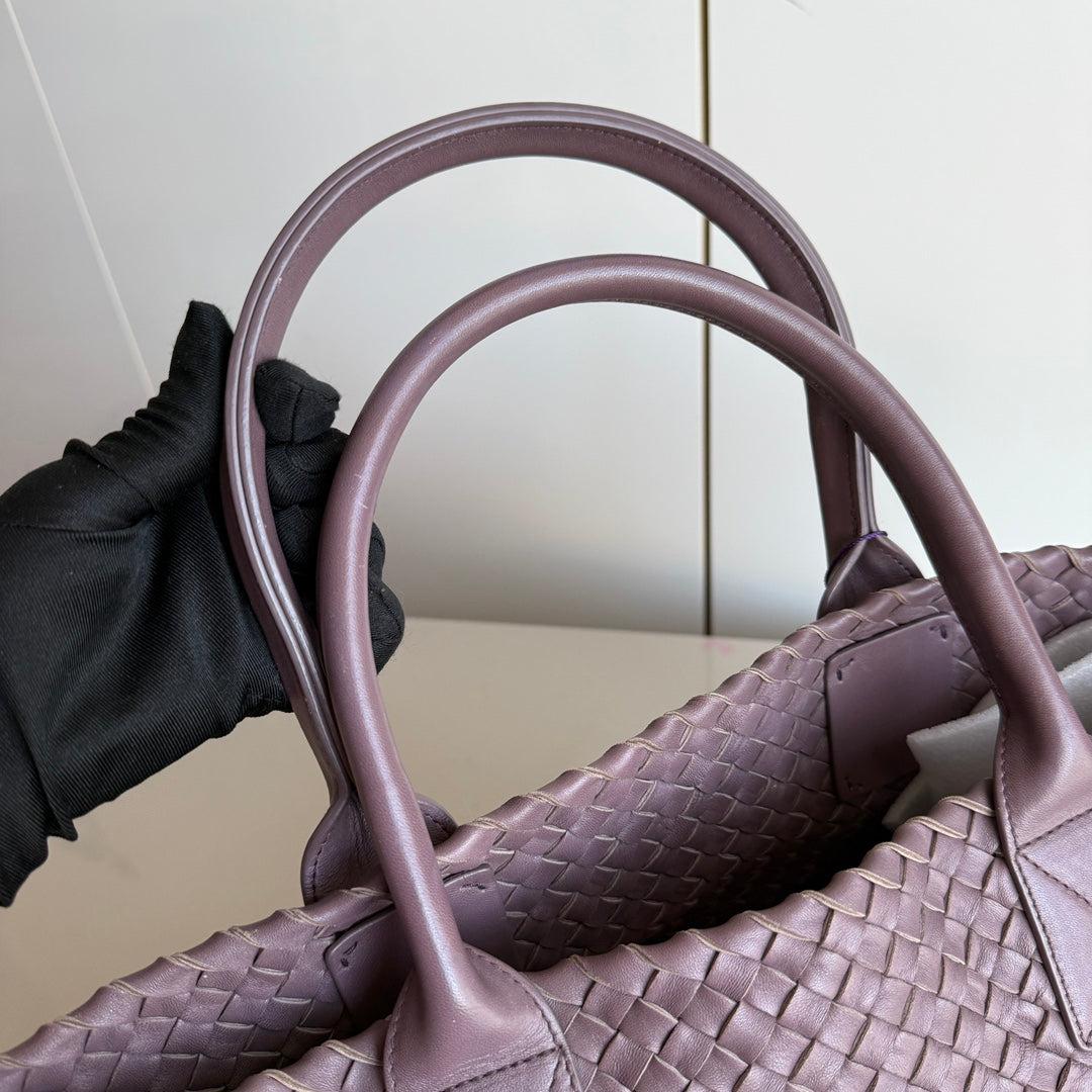 Bottega Veneta Cabat Small Intreccio Leather Tote Bag Dark Lavender Purple For Sale 9