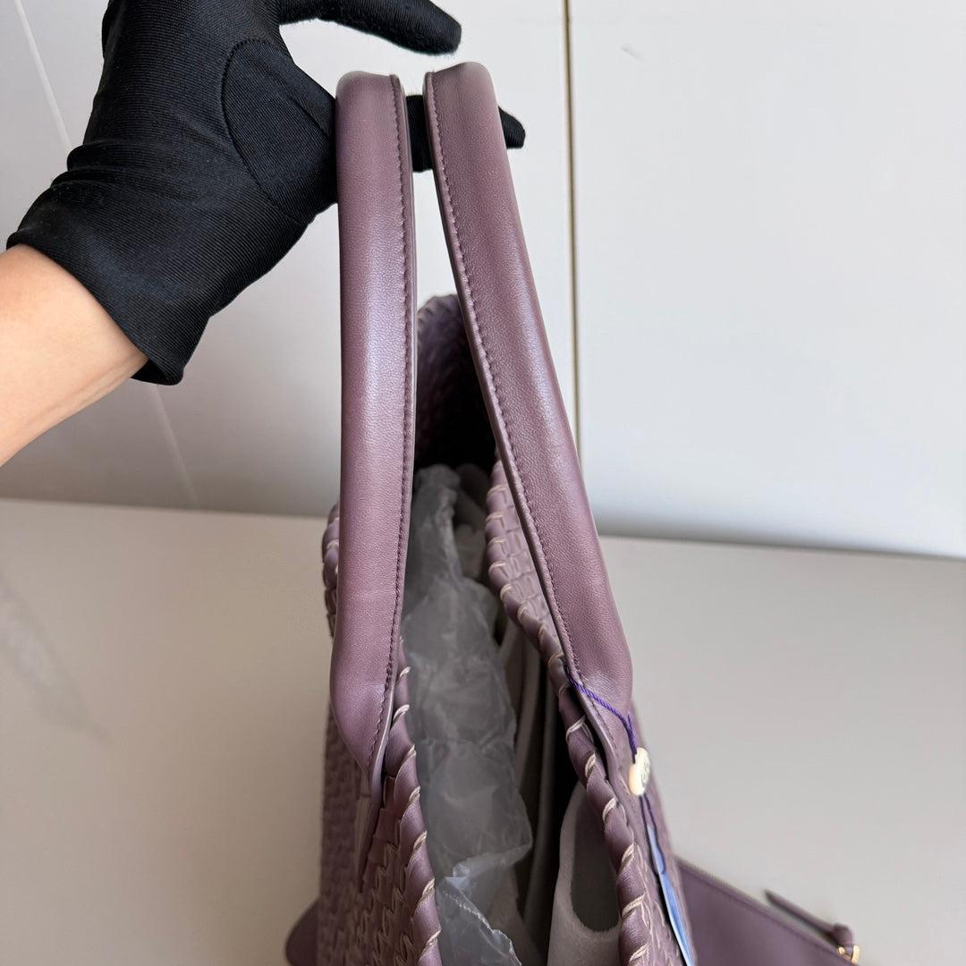 Bottega Veneta Cabat Small Intreccio Leather Tote Bag Dark Lavender Purple For Sale 10