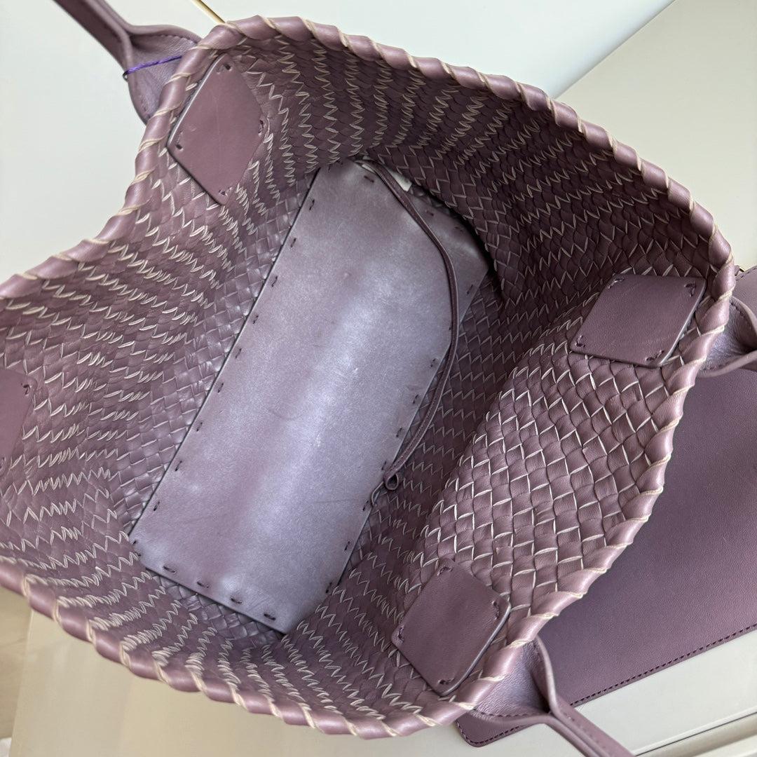 Bottega Veneta Cabat Small Intreccio Leather Tote Bag Dark Lavender Purple For Sale 11