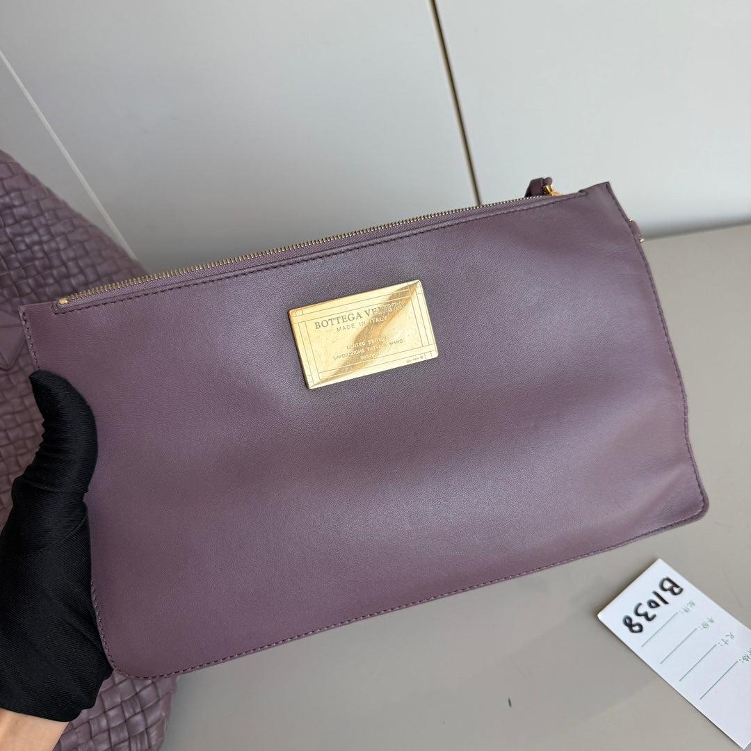 Bottega Veneta Cabat Small Intreccio Leather Tote Bag Dark Lavender Purple For Sale 12