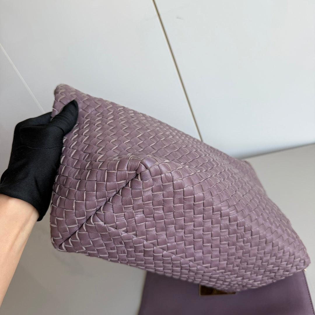 Bottega Veneta Cabat Small Intreccio Leather Tote Bag Dark Lavender Purple For Sale 2