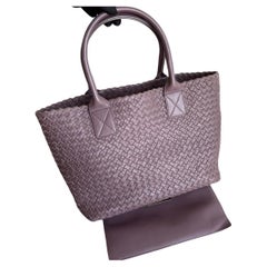 Bottega Veneta Cabat Small Intreccio Leather Tote Bag Dark Lavender Purple