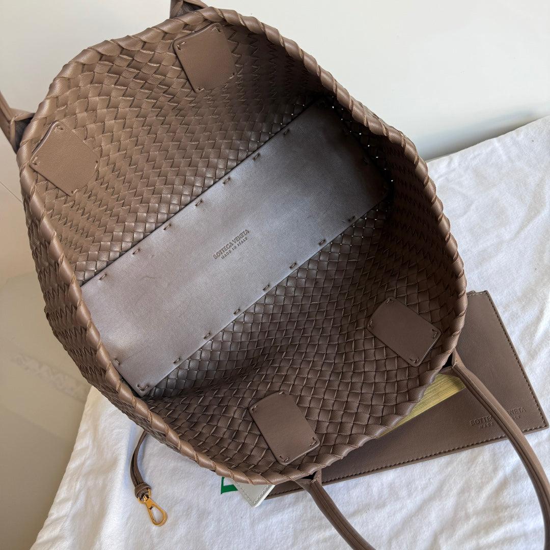 Bottega Veneta Cabat Small Intreccio Leather Tote Bag Milk Chocolate Brown 33cm 10