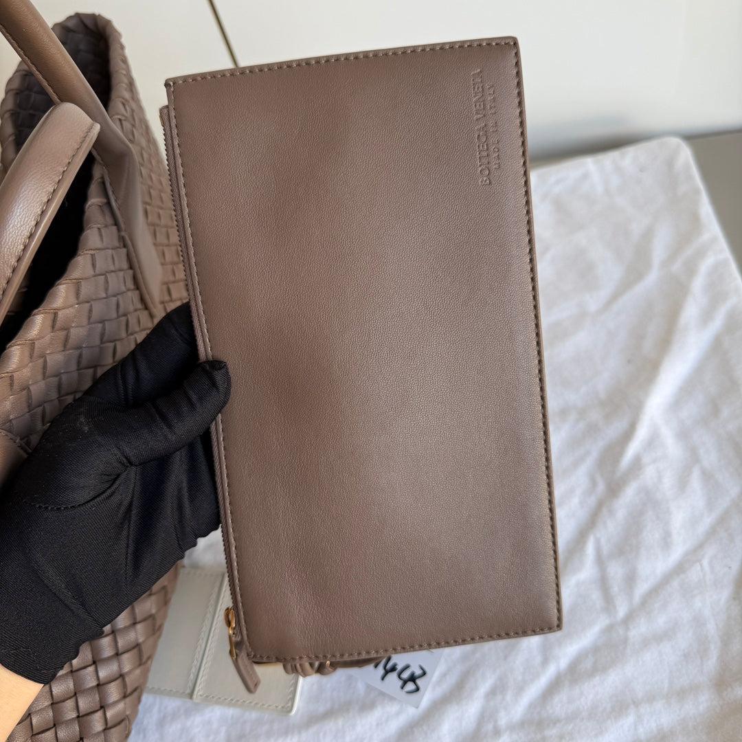 Bottega Veneta Cabat Small Intreccio Leather Tote Bag Milk Chocolate Brown 33cm 11