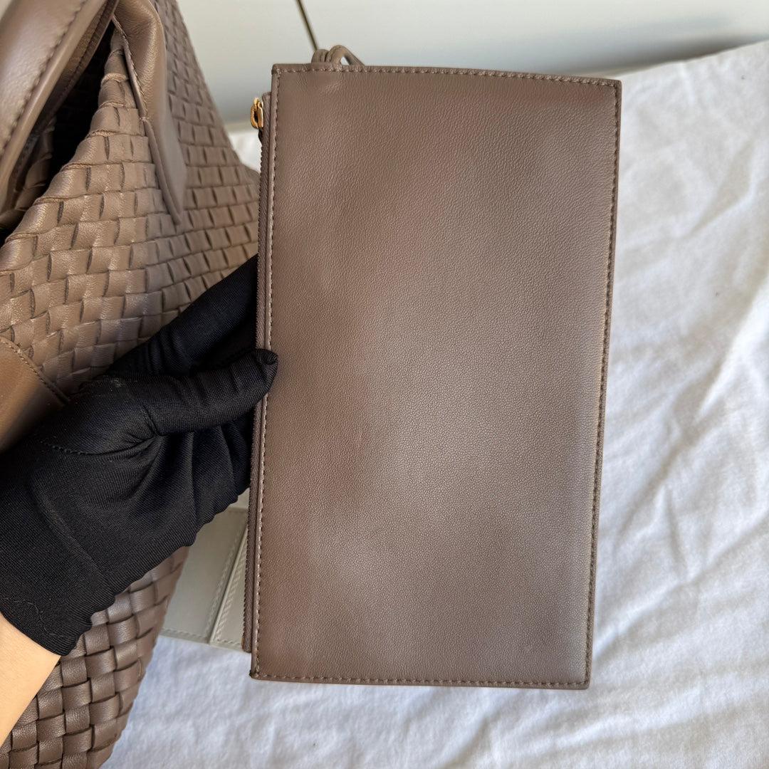 Bottega Veneta Cabat Small Intreccio Leather Tote Bag Milk Chocolate Brown 33cm 14