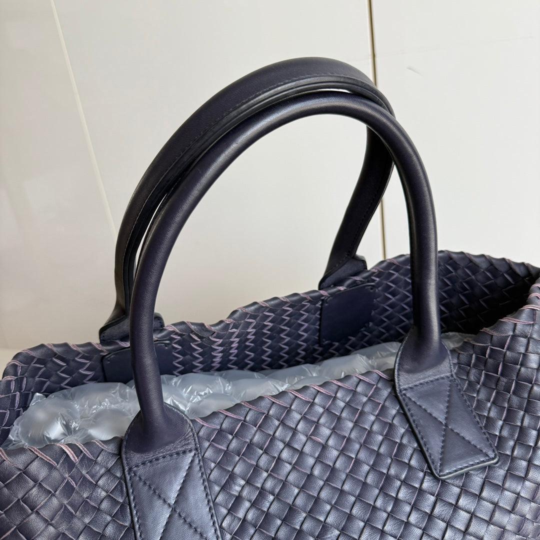 Bottega Veneta Cabat Small Intreccio Leather Tote Bag Navy 6