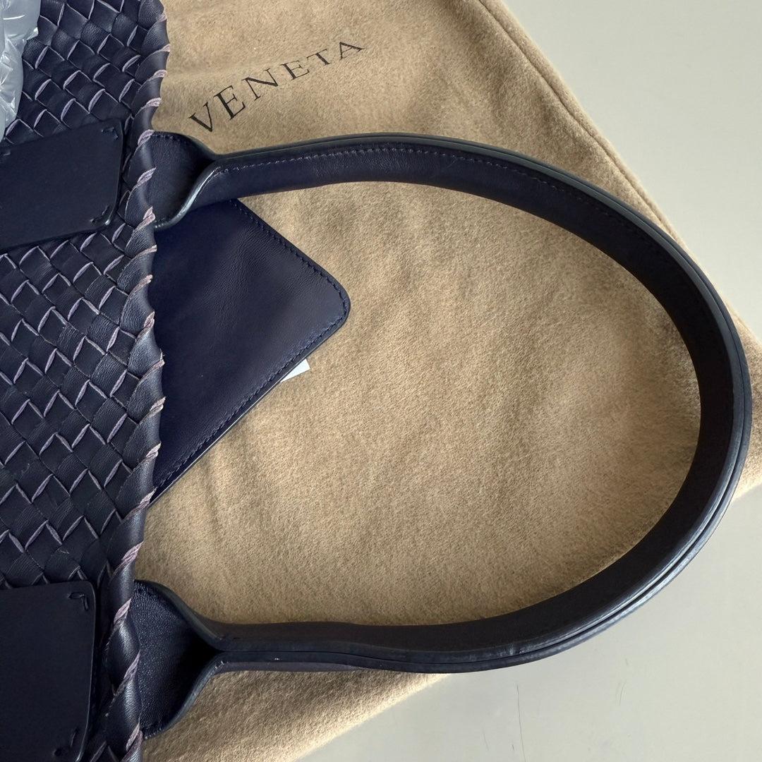 Bottega Veneta Cabat Small Intreccio Leather Tote Bag Navy 8