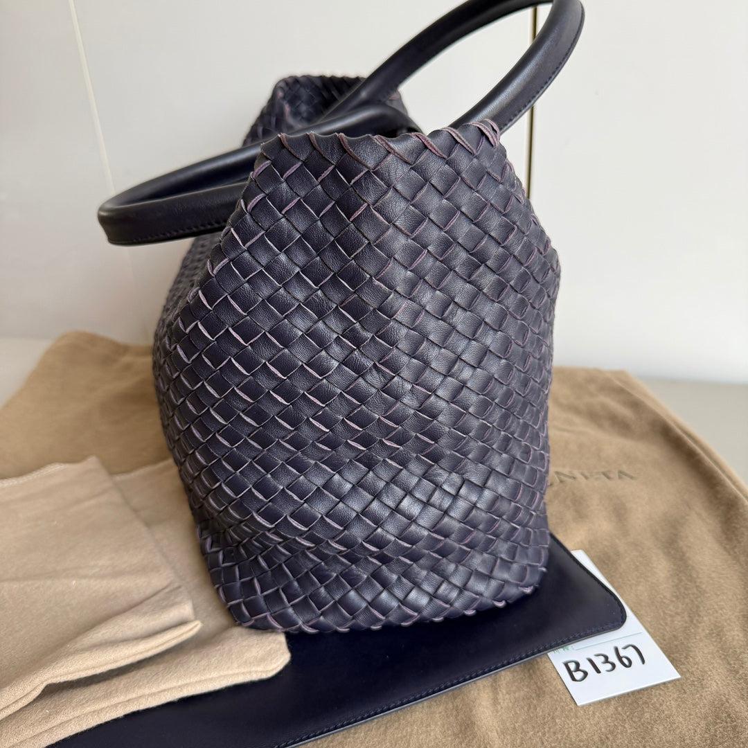 Bottega Veneta Cabat Small Intreccio Leather Tote Bag Navy 3