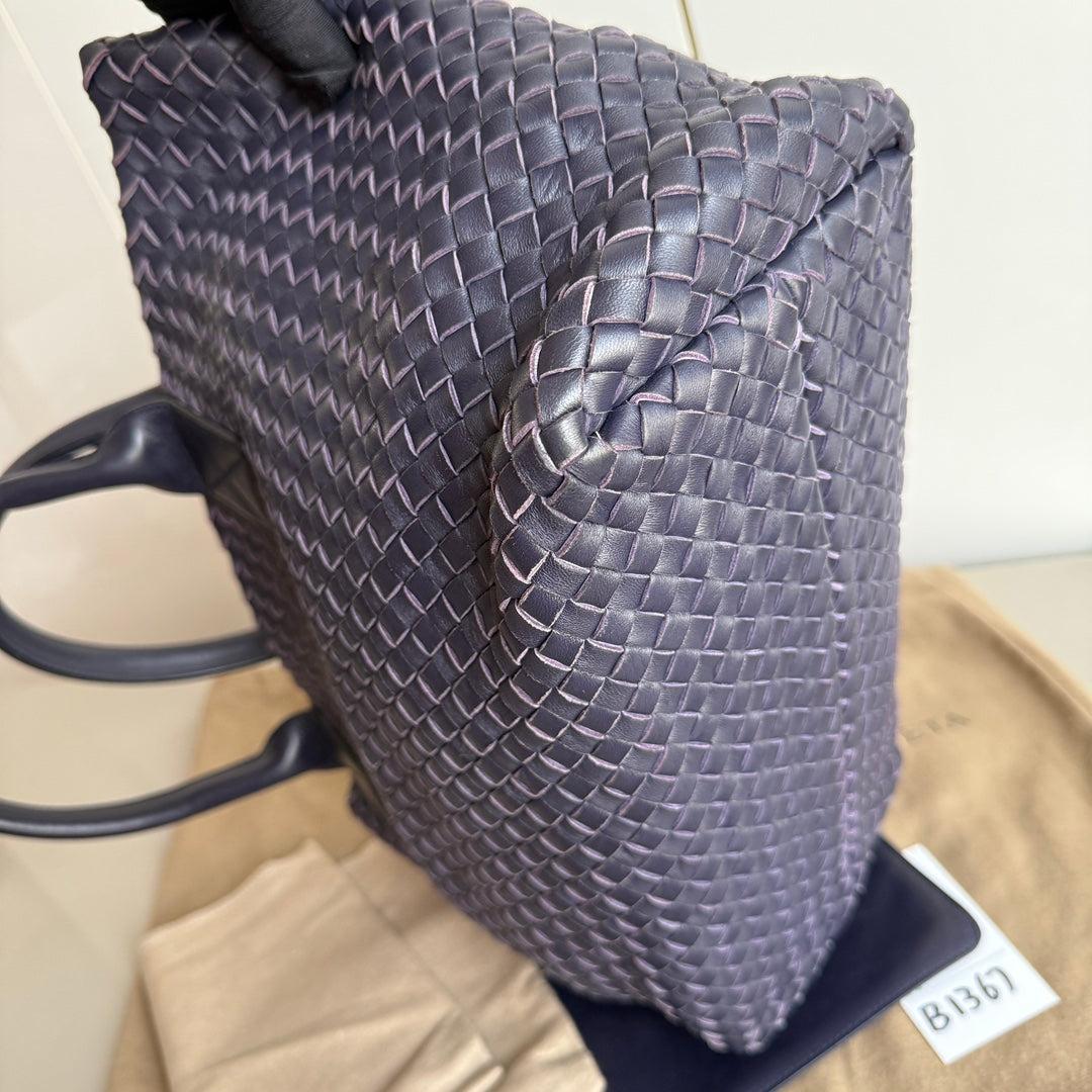 Bottega Veneta Cabat Small Intreccio Leather Tote Bag Navy 4