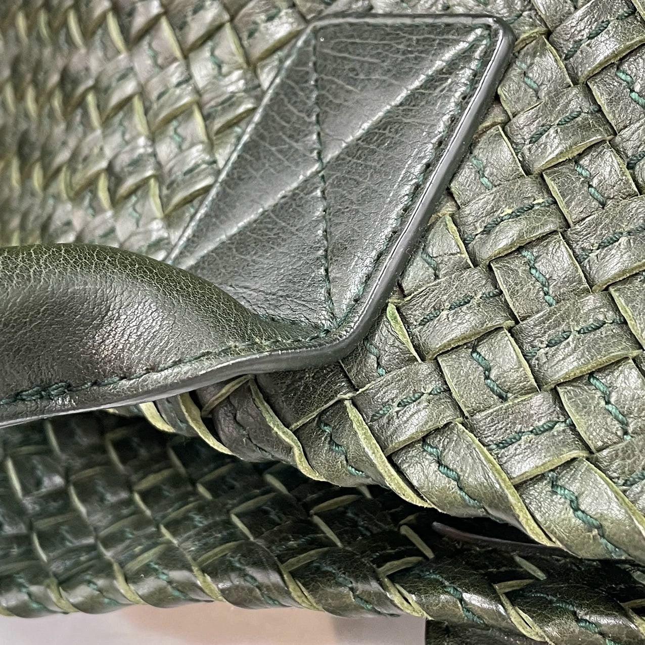 Bottega Veneta Cabat Tote Dark Green Intreccio Leather 45cm 8
