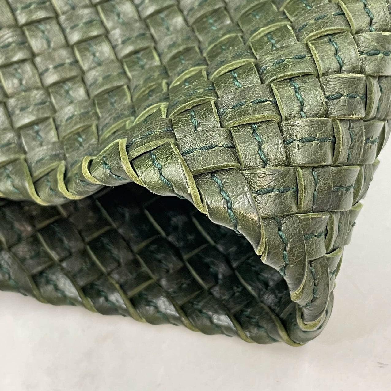 Bottega Veneta Cabat Tote Dark Green Intreccio Leather 45cm 12