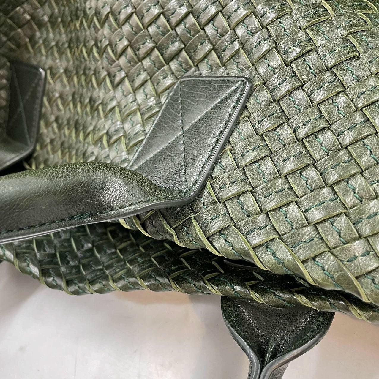Bottega Veneta Cabat Tote Dark Green Intreccio Leather 45cm 13