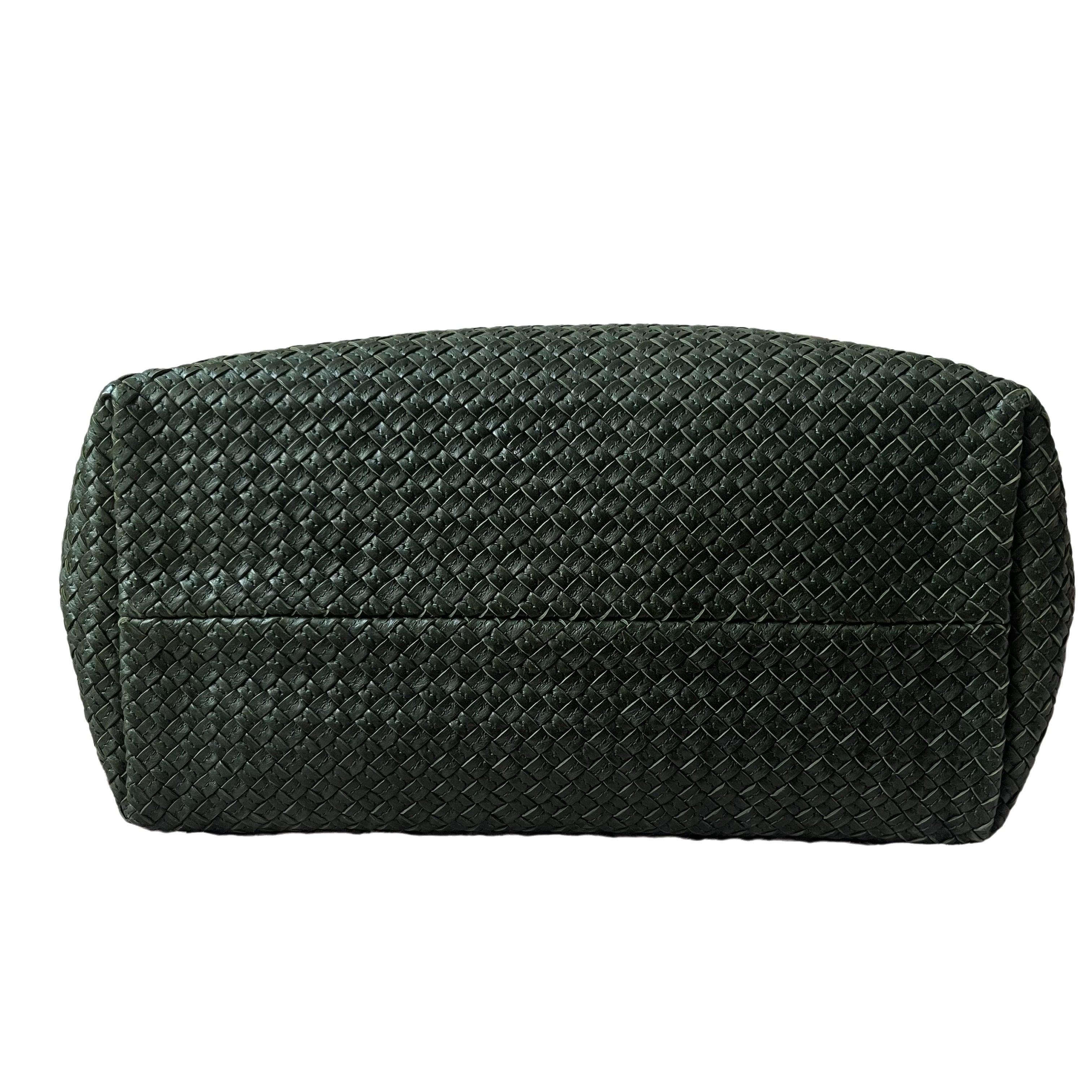 Bottega Veneta Cabat Tote Dark Green Intreccio Leather 45cm 1