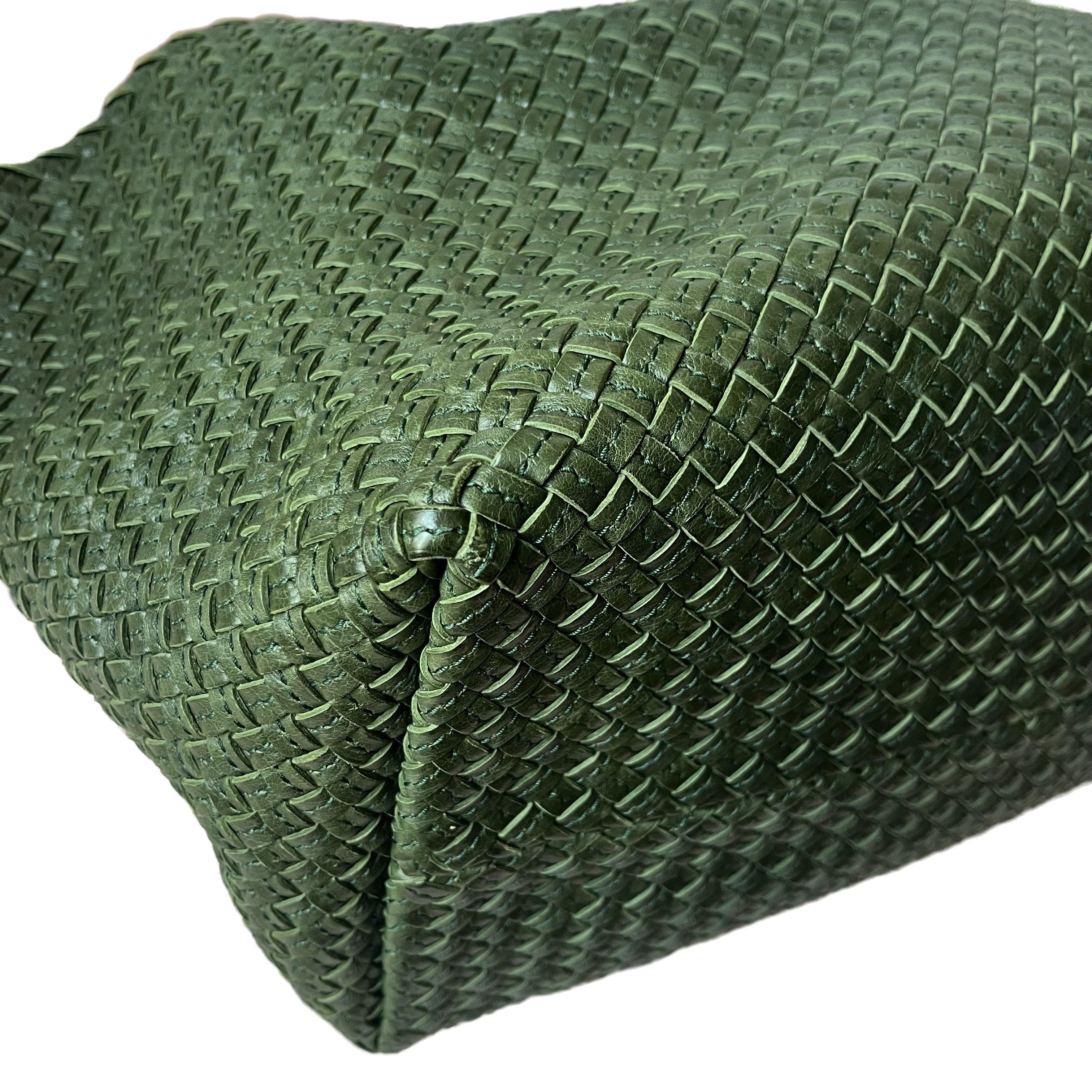 Bottega Veneta Cabat Tote Dark Green Intreccio Leather 45cm 2