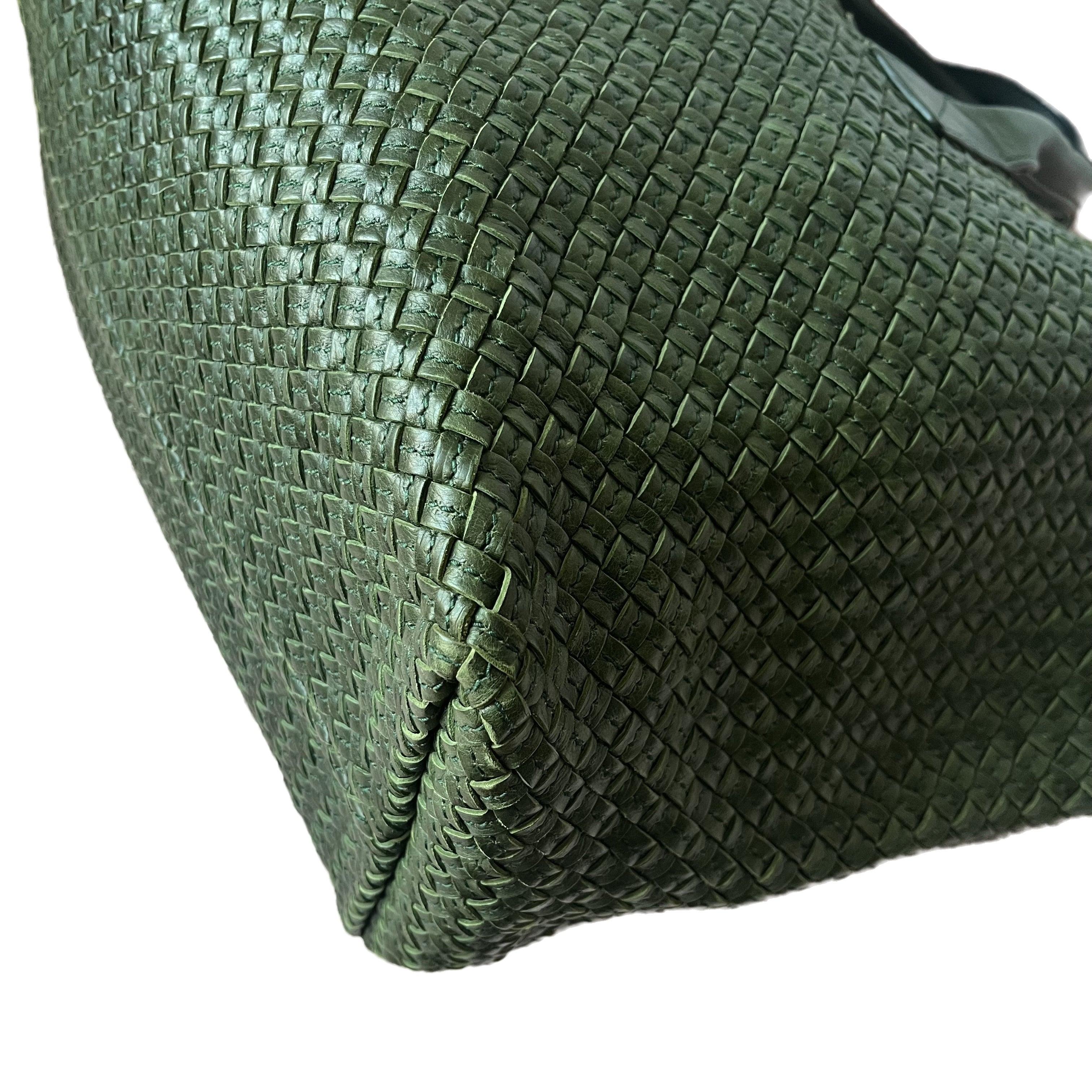 Bottega Veneta Cabat Tote Dark Green Intreccio Leather 45cm 3