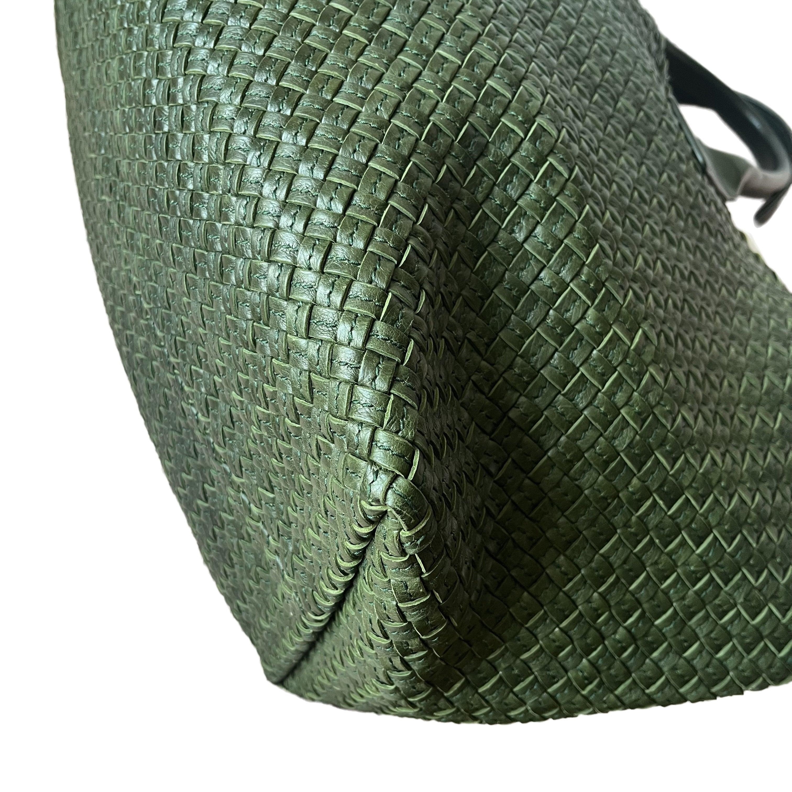 Bottega Veneta Cabat Tote Dark Green Intreccio Leather 45cm 4