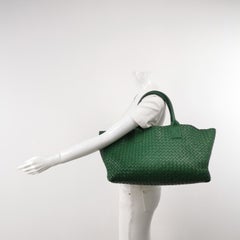 Bottega Veneta Cabat Tote Green Intreccio Leather 40cm