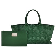 Bottega Veneta Cabat Tote Green Intreccio Leather 40cm