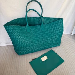 Bottega Veneta Cabat Tote Green Intreccio Leather 50cm