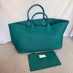 Bottega Veneta Cabat Tote Green Intreccio Leather 50cm