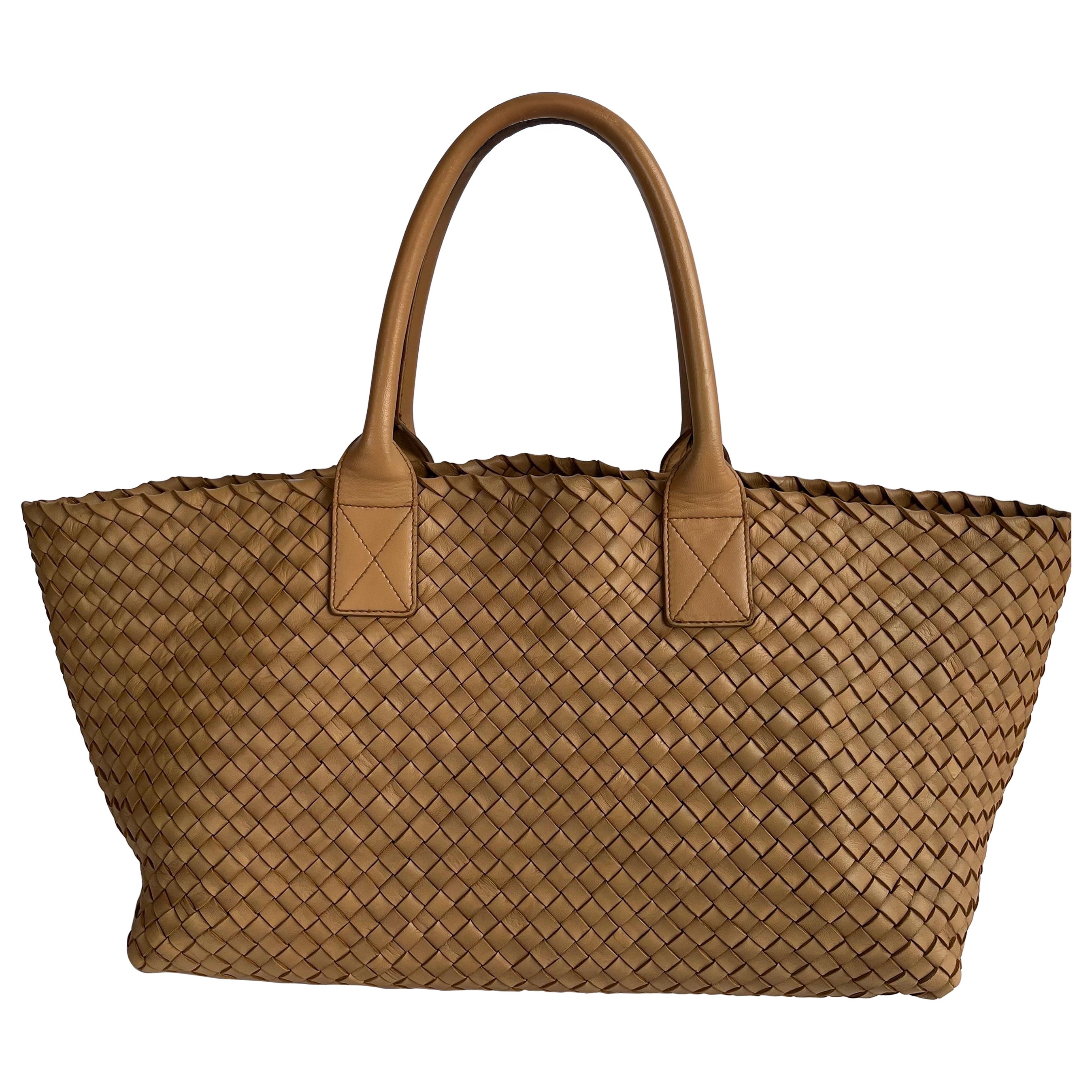 Bottega Veneta Cabat Tote Intreccio in pelle Marrone chiaro Beige 42cm