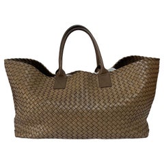 Bottega Veneta Cabat Tote Intreccio Pelle Latte Cioccolato Marrone 45cm
