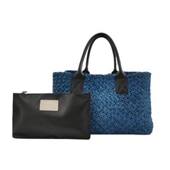 Bottega Veneta Cabat Tote Intreccio Cuir Marine et Noir 42cm