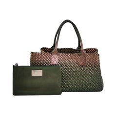 Bottega Veneta Cabat Tote Metallizzata in pelle Greene & Greene Intreccio 40cm