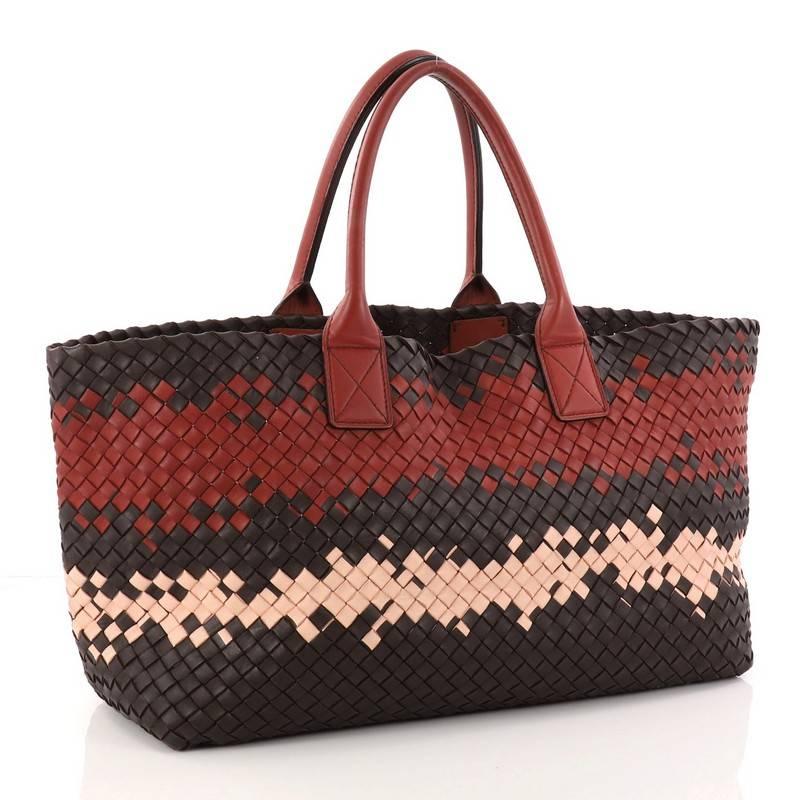 Black Bottega Veneta Multicolor Intrecciato Nappa Medium Cabat Tote 