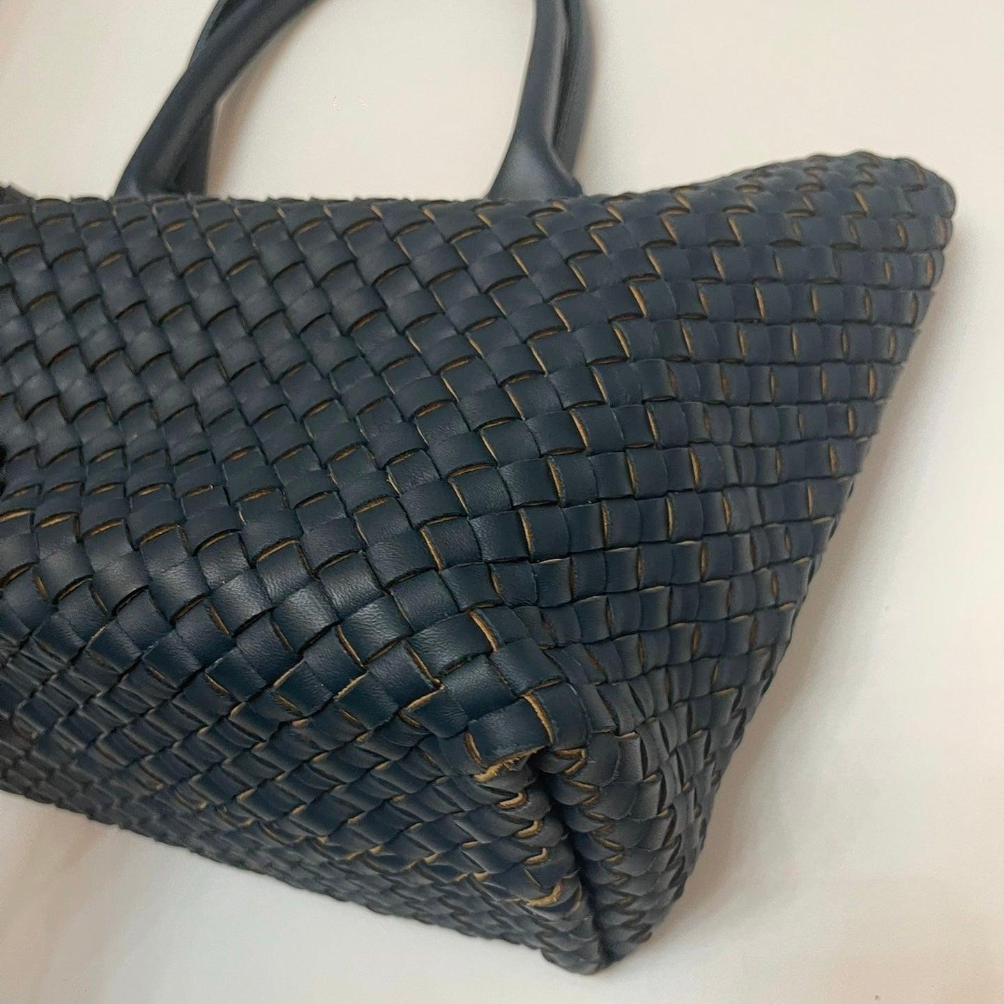 Bottega Veneta Cabat Tote Small/Medium Intreccio Blue Green Leather For Sale 2