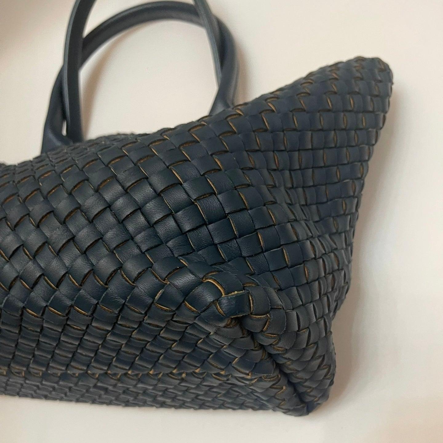 Bottega Veneta Cabat Tote Small/Medium Intreccio Blue Green Leather For Sale 4