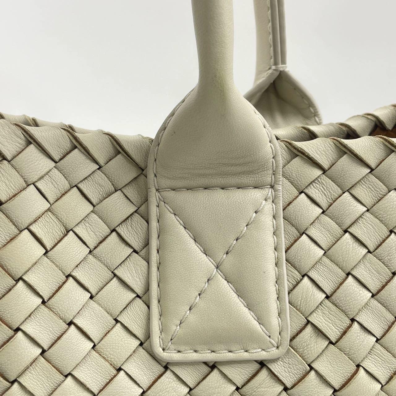 Bottega Veneta Cabat Tote Small/Medium Intreccio Cream White Leather 9