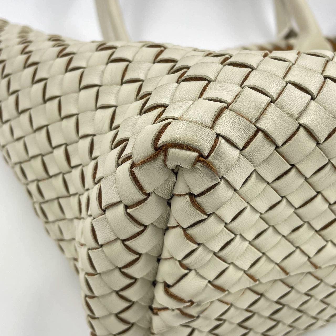 Bottega Veneta Cabat Tote Small/Medium Intreccio Cream White Leather 13