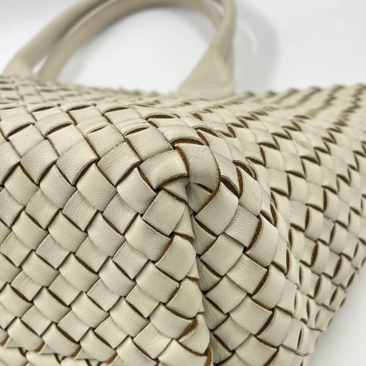 Bottega Veneta Cabat Tote Small/Medium Intreccio Cream White Leather 14