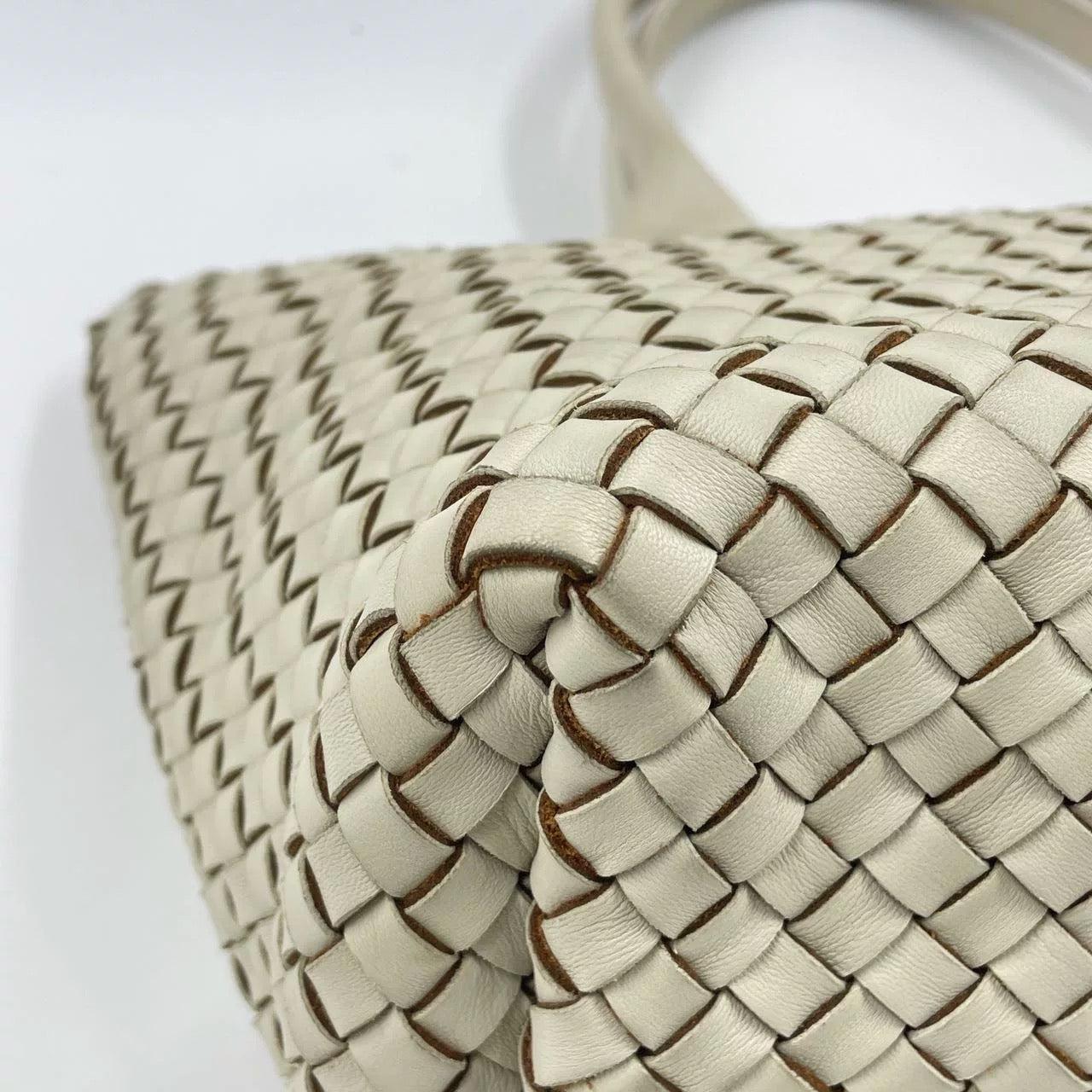Bottega Veneta Cabat Tote Small/Medium Intreccio Cream White Leather 15