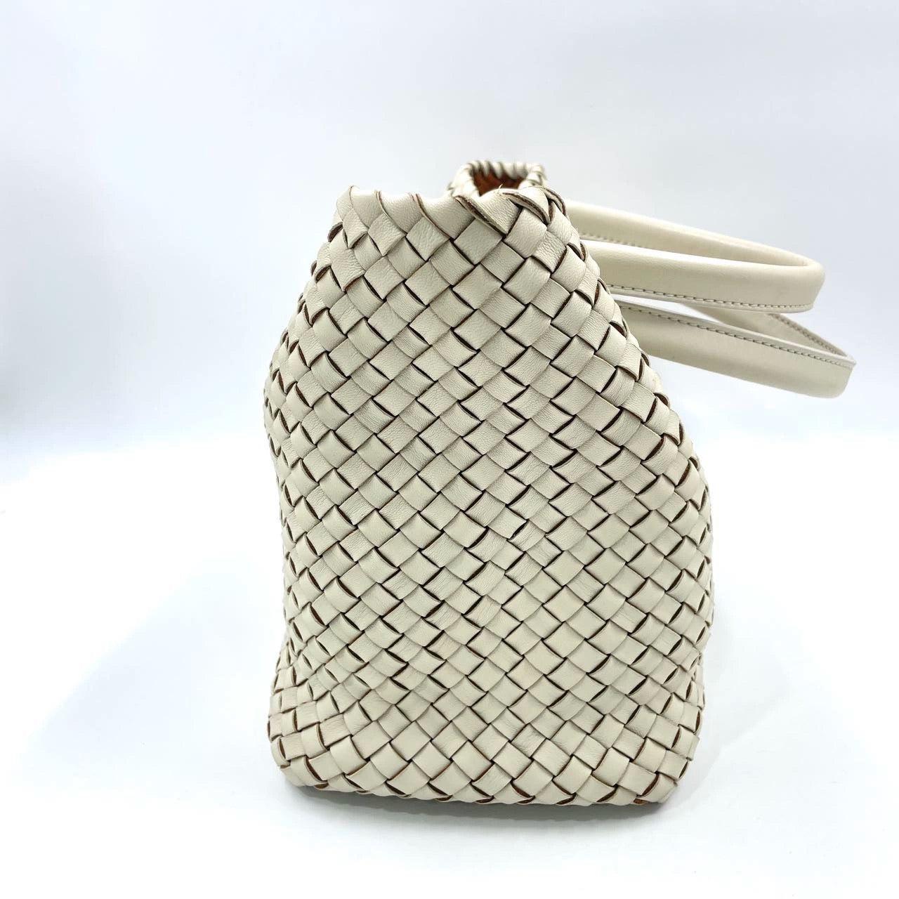 Bottega Veneta Cabat Tote Small/Medium Intreccio Cream White Leather 2