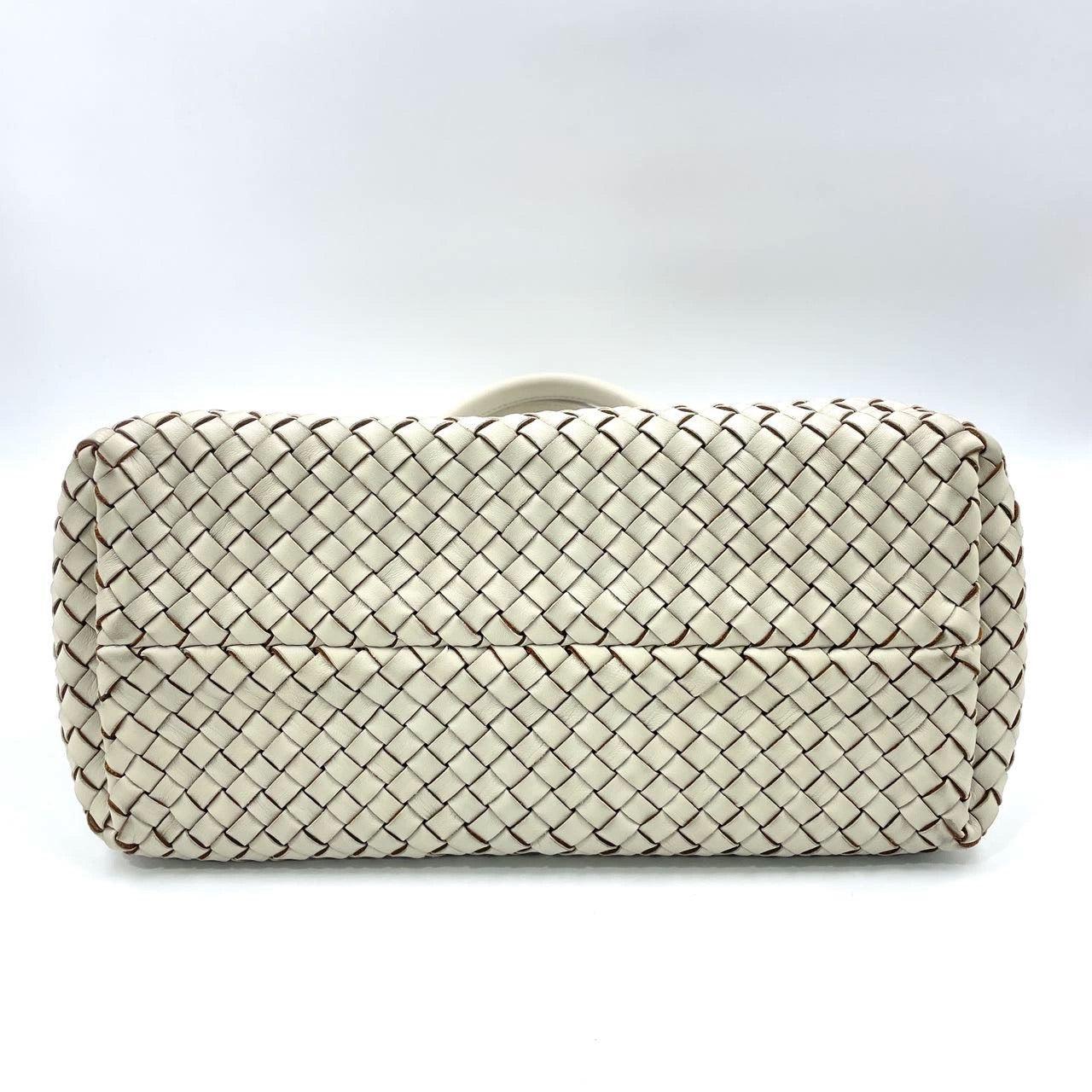 Bottega Veneta Cabat Tote Small/Medium Intreccio Cream White Leather 3