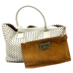 Bottega Veneta Cabat Tote Small/Medium Intreccio Cream White Leather