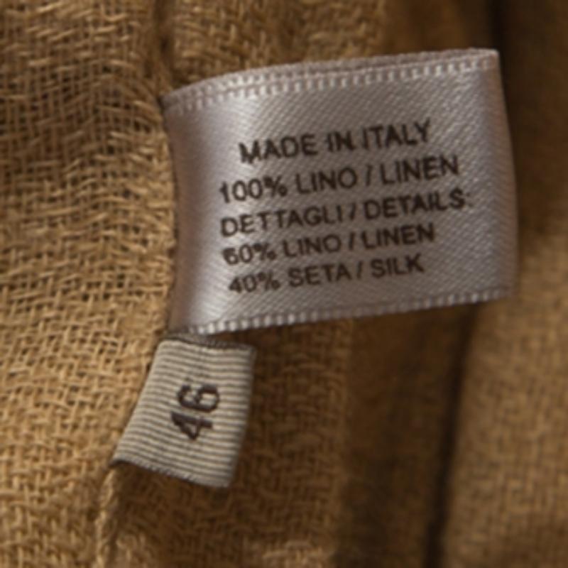 Robe plissée Bottega Veneta Camel Beige Linen Pom Detail L en vente 2