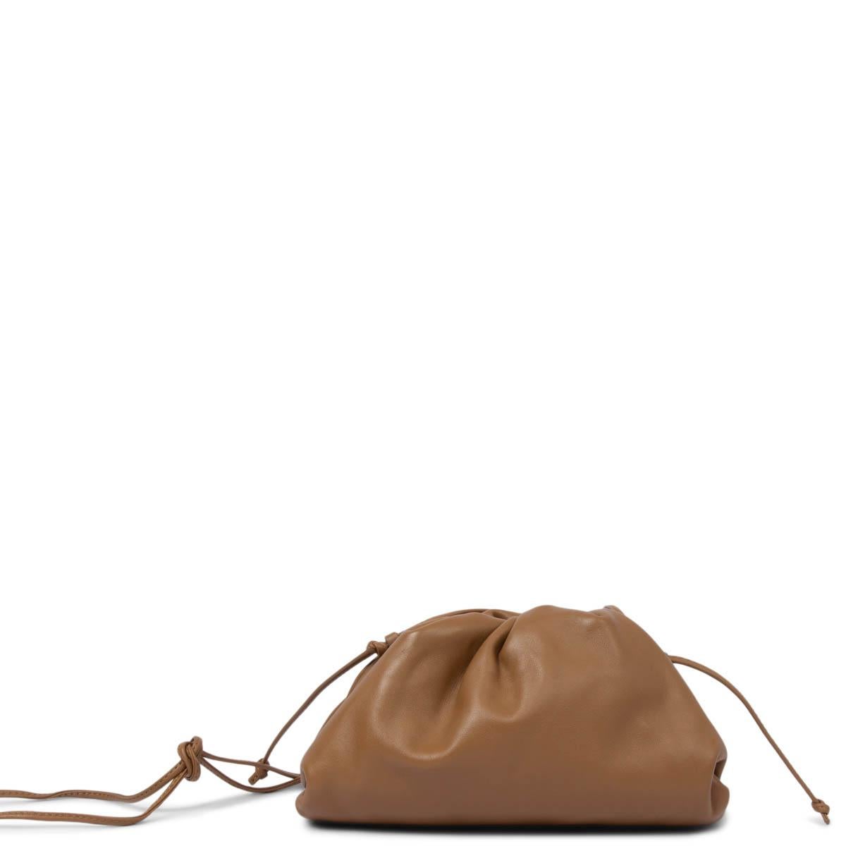 BOTTEGA VENETA camel brown leather MINI POUCH Crossbody Bag 1