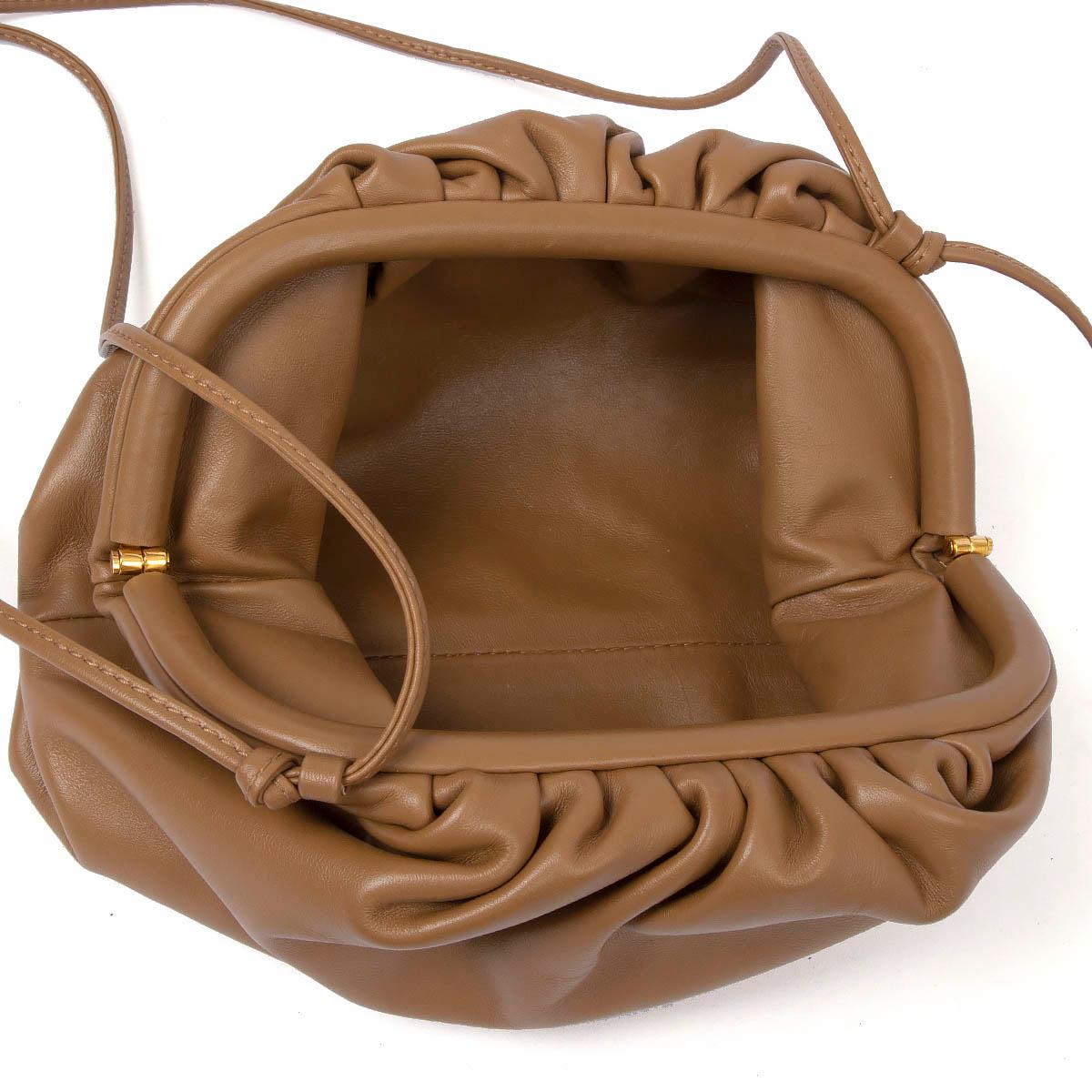 BOTTEGA VENETA camel brown leather MINI POUCH Crossbody Bag 3